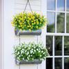 6 Bundles Artificial Flowers UV Resistant Fake Plants Faux Plastic for Indoor Outdoor Hanging Plants Garden Porch Window Box Home Wedding Decor