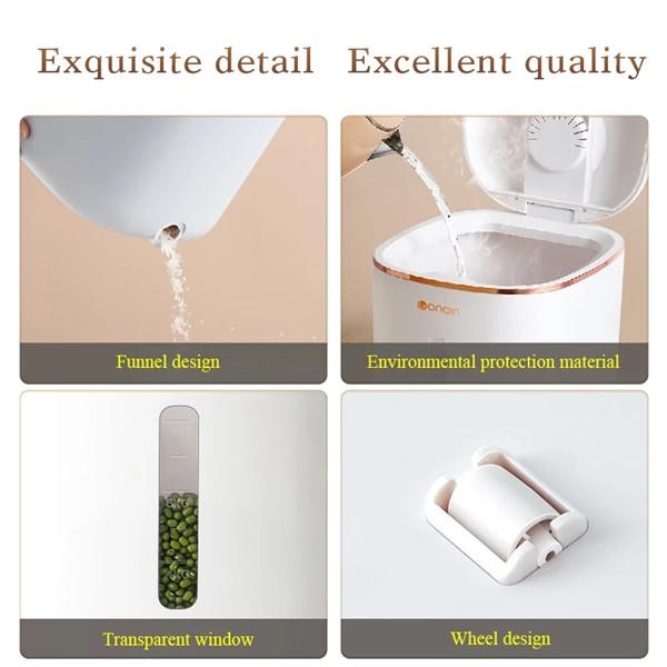 5 кг контейнер для хранения риса с колесом, влагостойкий герметичный дозатор риса, пластиковый контейнер для хранения сыпучих круп, корма для домашних животных