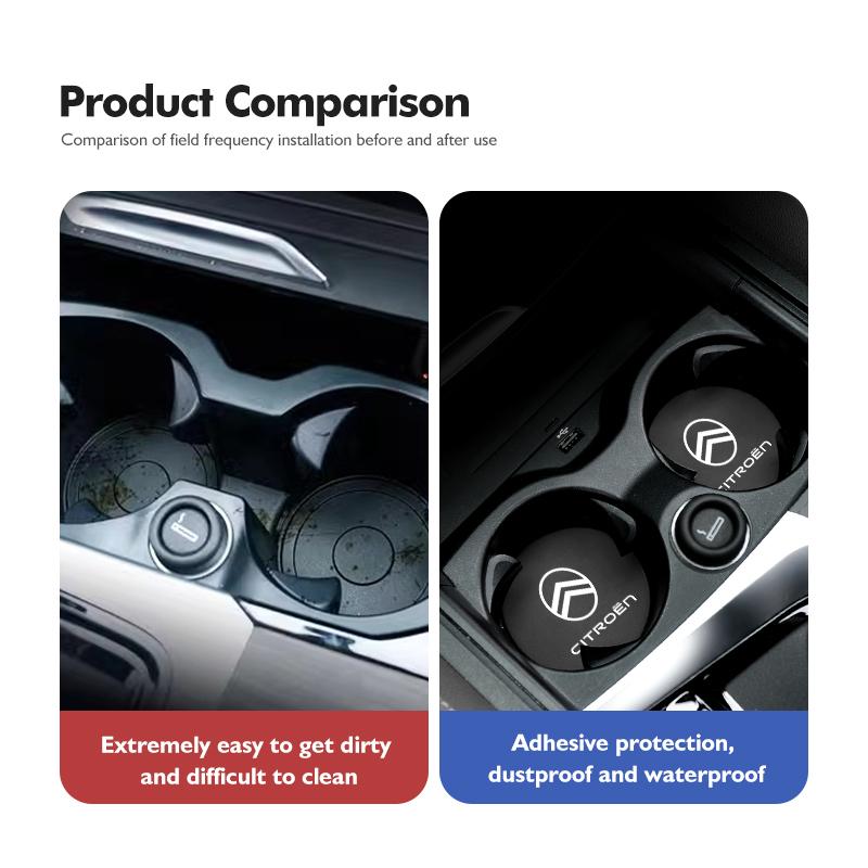 2Pcs Car Coaster Water Cup Holder Pad Non-Slip Mat Accessories For Citroen C5 C1 C2 C6 C4L DS3 DS4 DS5 C-Elysee Grand Berlingo