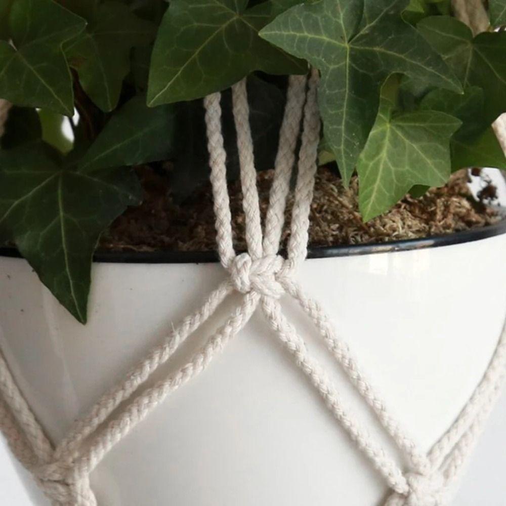 Handmade Cotton Rope Hanger Flower Pot Gardening Tassel Hanging Basket Tray Plant Hanger Outdoor