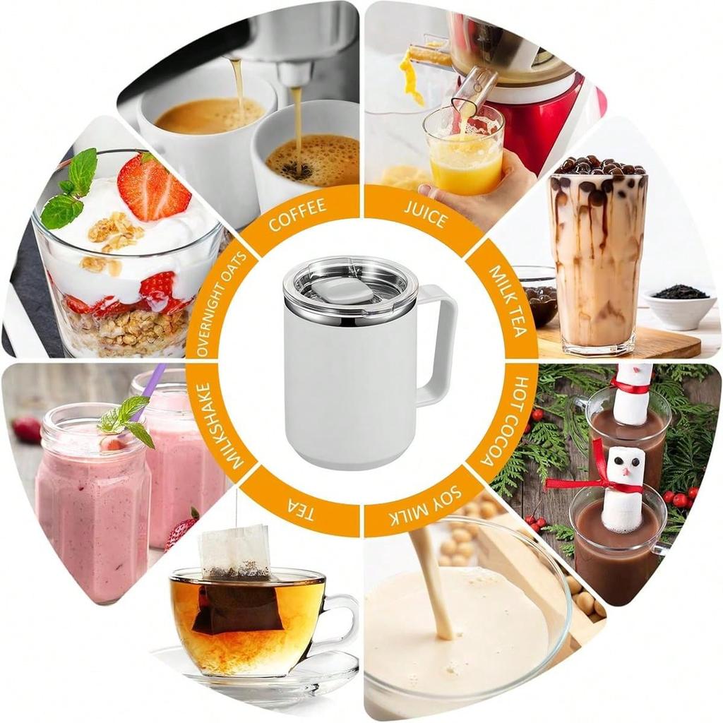 Кофейная кружка Leeseph из нержавеющей стали с ручкой и раздвижной крышкой, термокружка с двойными стенками, для кемпинга на открытом воздухе