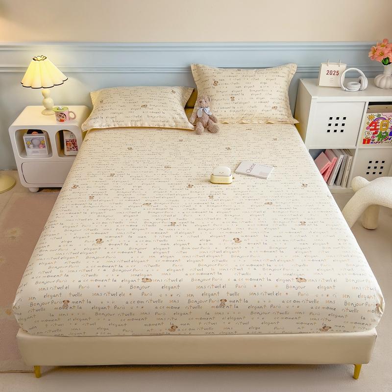 Pure Cotton Bedsheet Cartoon Style Fitted Sheet Queen/King Size Bed Cover Adults Kids Bed Linen Sabanas (Pillowcase Need Order)
