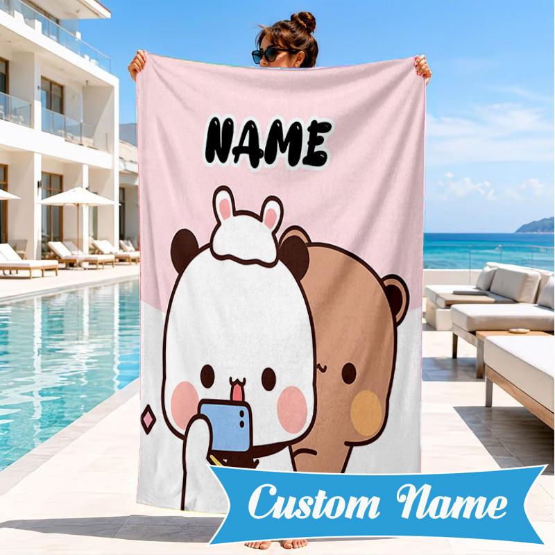 Custom Name Beach Towel Bobo Dudu Microfiber Beach Towel, Lightweight for Summer Travel, Swimming Pool Fan Birthday Gift