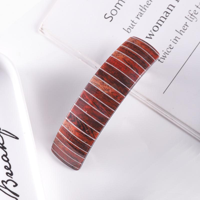 Korean Trendy Acetate Plaid Hair Clip - Colorful Curved Design for Bangs