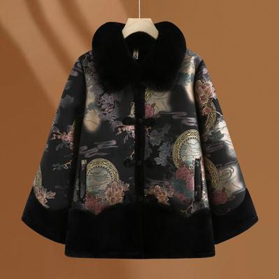 Зимняя куртка короткая флисовая утолщенная женское пальто для среднего и пожилого возраста свободного большого размера