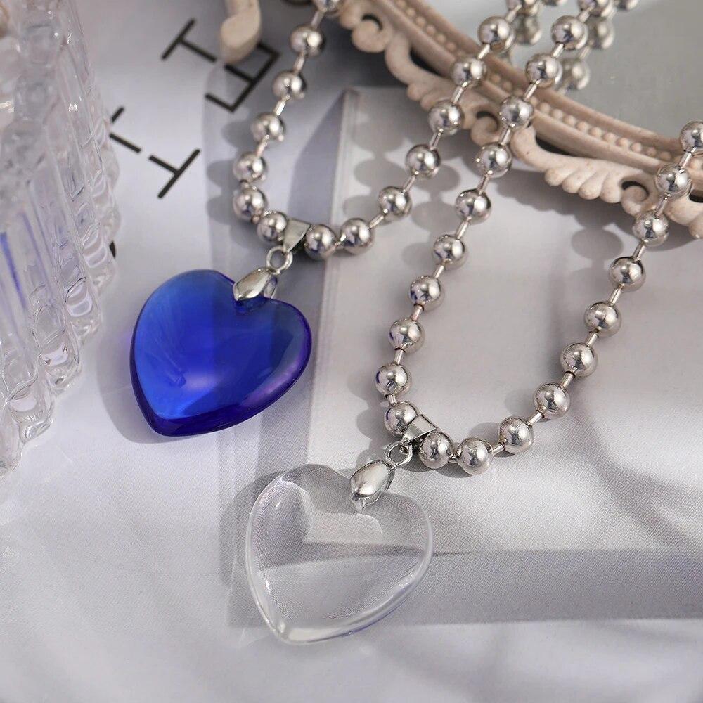 Ожерелье с подвеской в виде красного сердца, винтажное колье в стиле 80-х годов, эстетическое колье в стиле любви, новая мода, ожерелье с романтическим сердечком для женщин