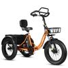 Электрический грузовой трехколесный велосипед ESKUTE T302 Pro, аккумулятор 48 В 20,8 Ач, с задним сиденьем и спинкой, передней и задней корзинами