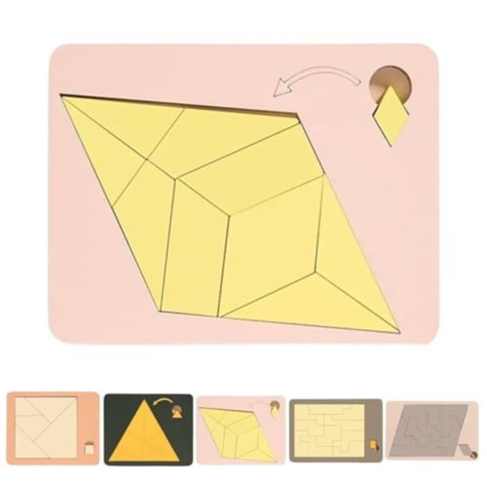 Irregular Shape Wooden Block Puzzle Colorful Brain Teaser Game Geometric Puzzles Educational Toys
