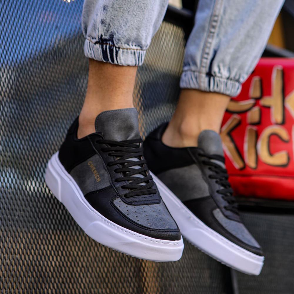 Chekich Мужская обувь черного цвета из искусственной кожи на шнуровке Осенний сезон Кроссовки Повседневная тенденция 2023 года Спортивная воздушная белая подошва CH087s Повседневная CH087