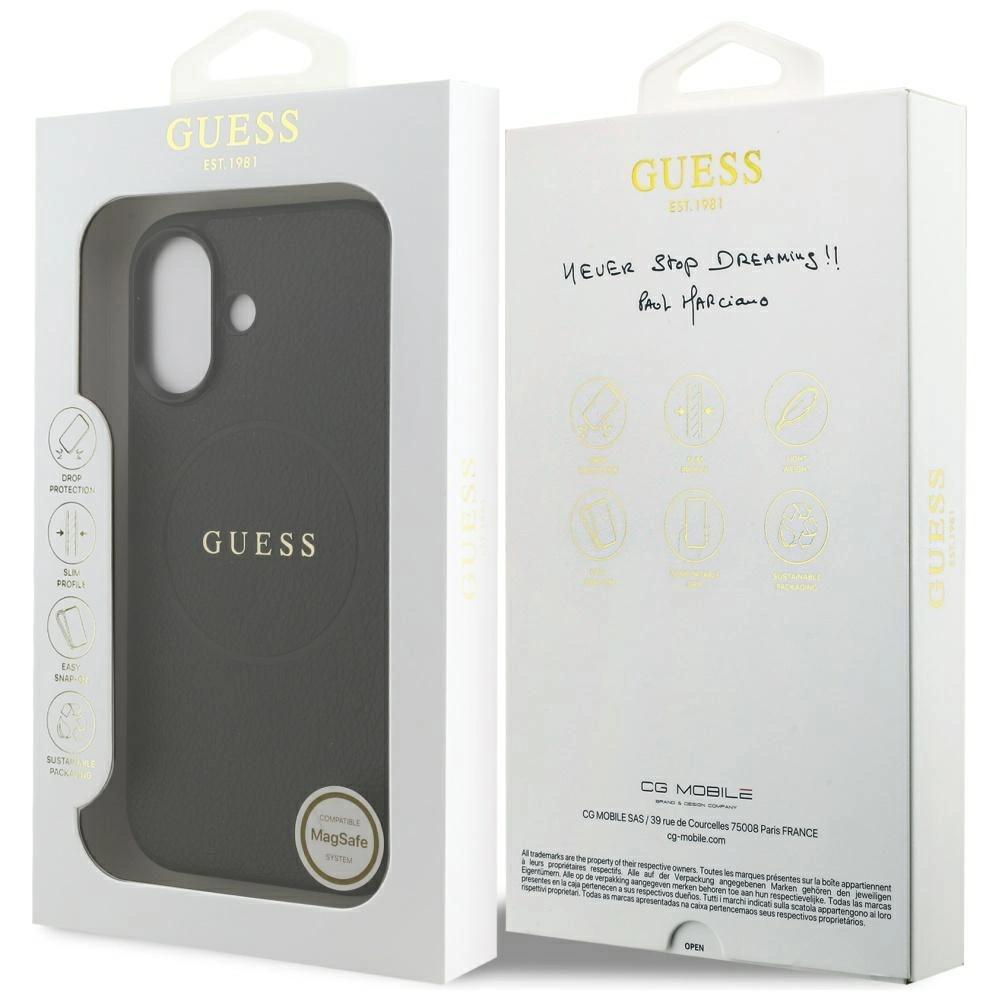 Etui Guess Grained Ring MagSafe do iPhone 17 - czarne
