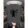 Summer Men's 100% Cotton Casual Loose Fit Plus Size Music Themed Printed Comfortable Sports Round Neck Short Sleeved T-shirt Top