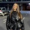 Женская Модная Черная Короткая Тренчкот из Искусственной Кожи С Длинным Рукавом Лацканами Куртка С Поясом Винтажная Женская Мотоциклетная Куртка Верхняя Одежда