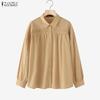 Женская повседневная свободная блузка с отложным воротником и длинным рукавом