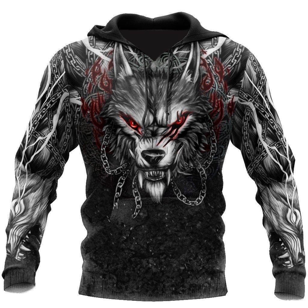 Oversized Tattoo Skeleton Cross Terror Red 3D Printed Men's Hoodie Sweatshirt Casual Tracksuits Raven Bad Wolf Animal Clothing