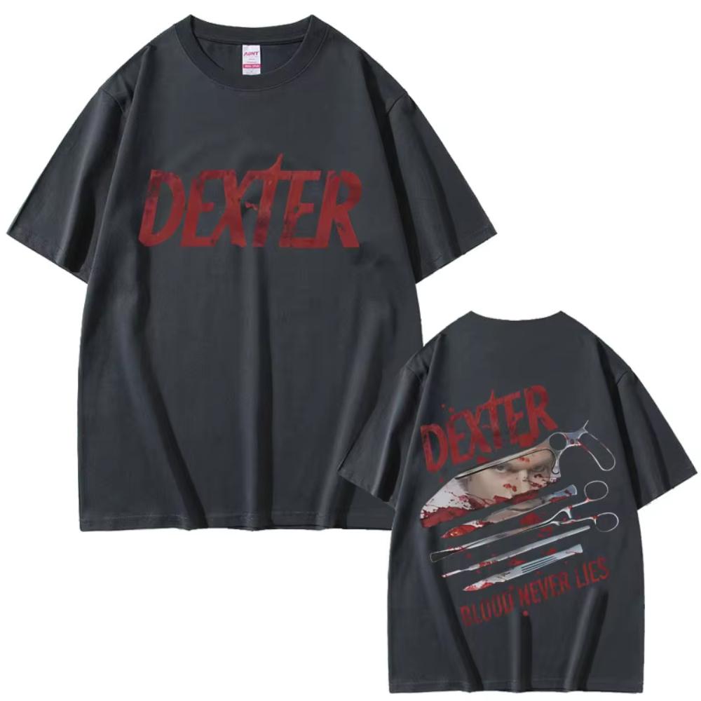 Tv Play Dexter Morgan Blood Never Lies Graphic Tshirt Unisex Women Casual Cotton Vintage T Shirt Unisexs Clothing Oversized Tshirts