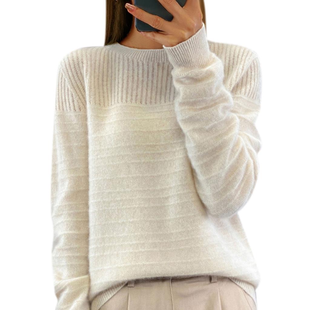 Женский модный круглый вырез однотонный вязаный свитер топ пуловер повседневный свитер