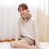 Versatile Plush Scarf Luxurious Double-layer Plush Scarf with Natural Wood Buckles Imitation Rabbit Fur Lining Solid Color