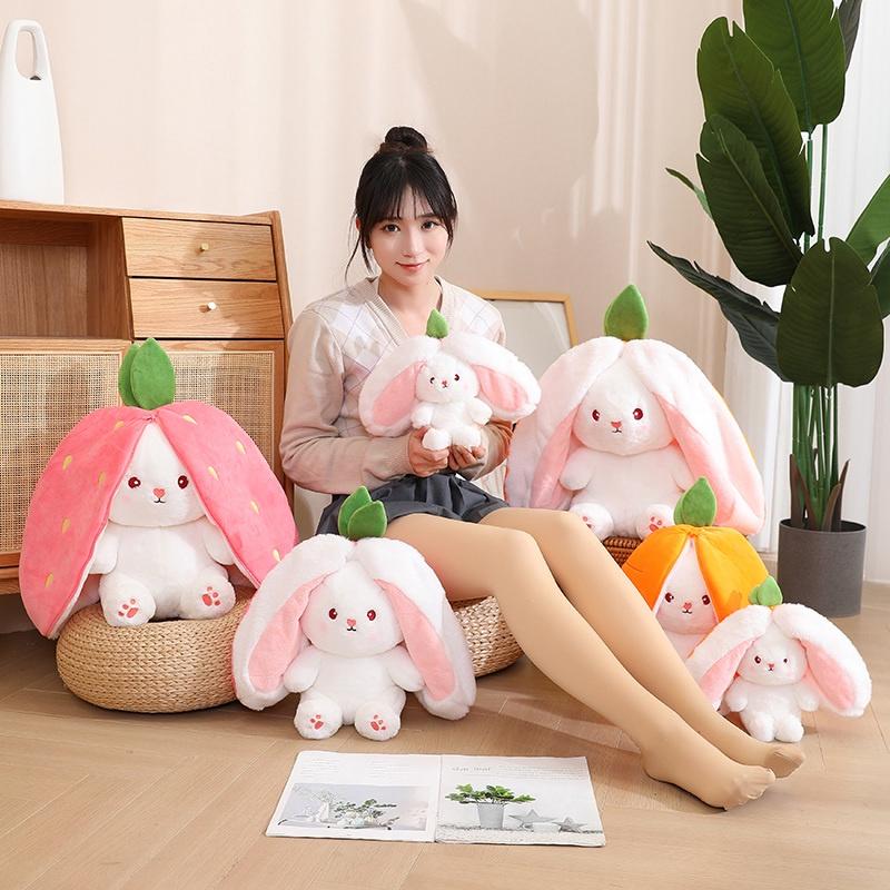 Fruit Shapeshifting Rabbit Plush Toy Stuffed Action Dolls Kids Pillow Throw