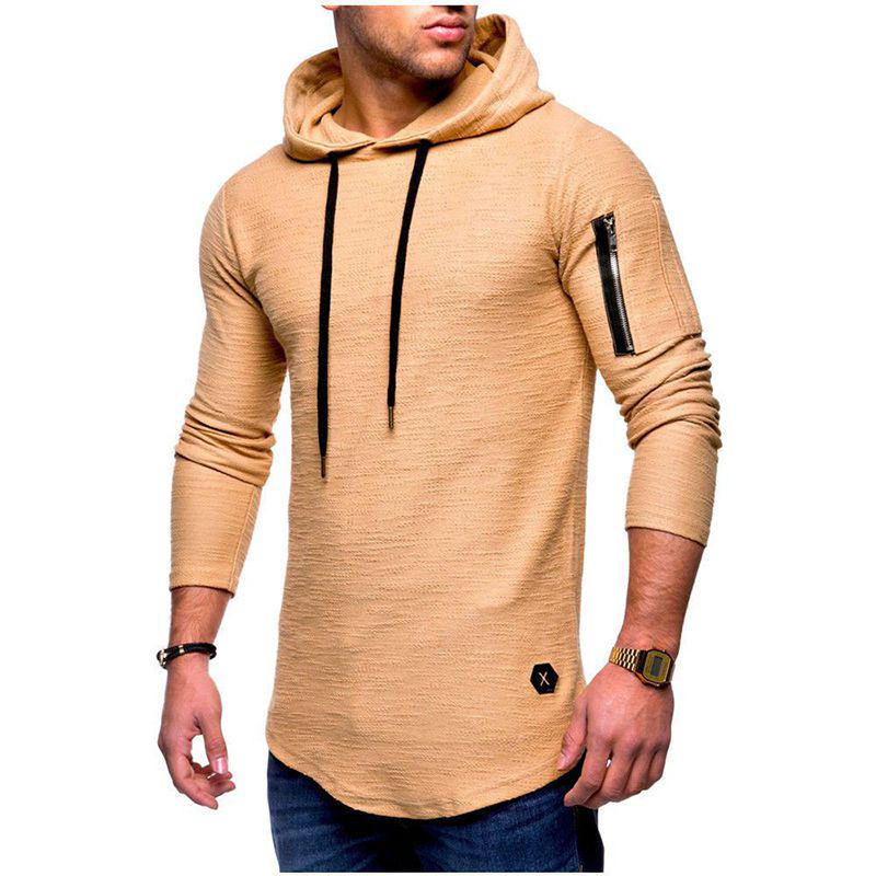 Мужская толстовка Slim Fit для спортзала со шнурком и молнией на рукаве для максимального стиля