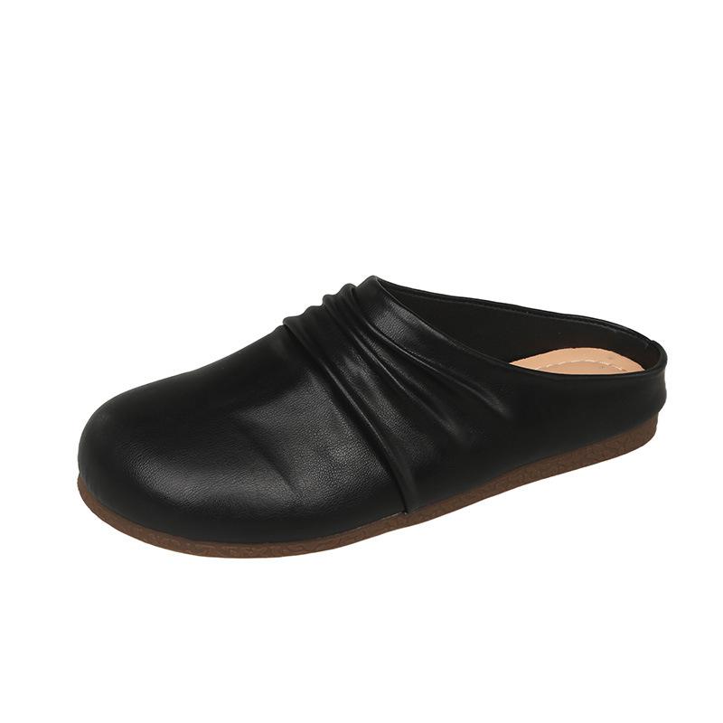 Женские весенние новые полушлепанцы на толстой подошве, ретро, с круглым носком, универсальные, с сумкой на мыске