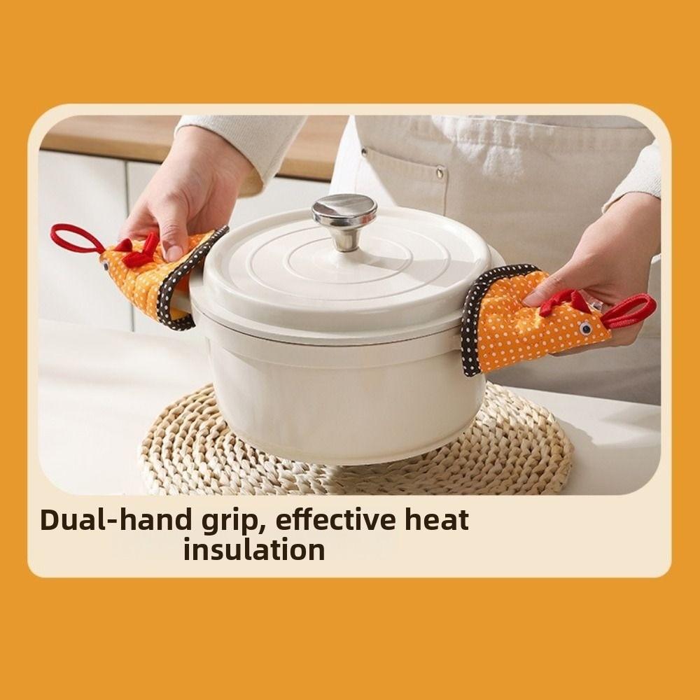 Chicken-shaped Triangle Pot Handle Cap Cotton Non-Slip Heat Insulation Glove with Hanging Hole Cute Hand Protector