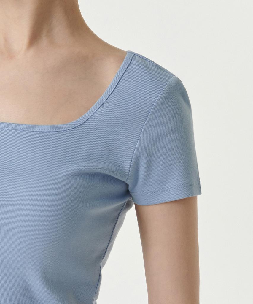 MUSINSA STANDARD WOMAN Women'S Slim Square Neck T-Shirt [Cloudy Blue]