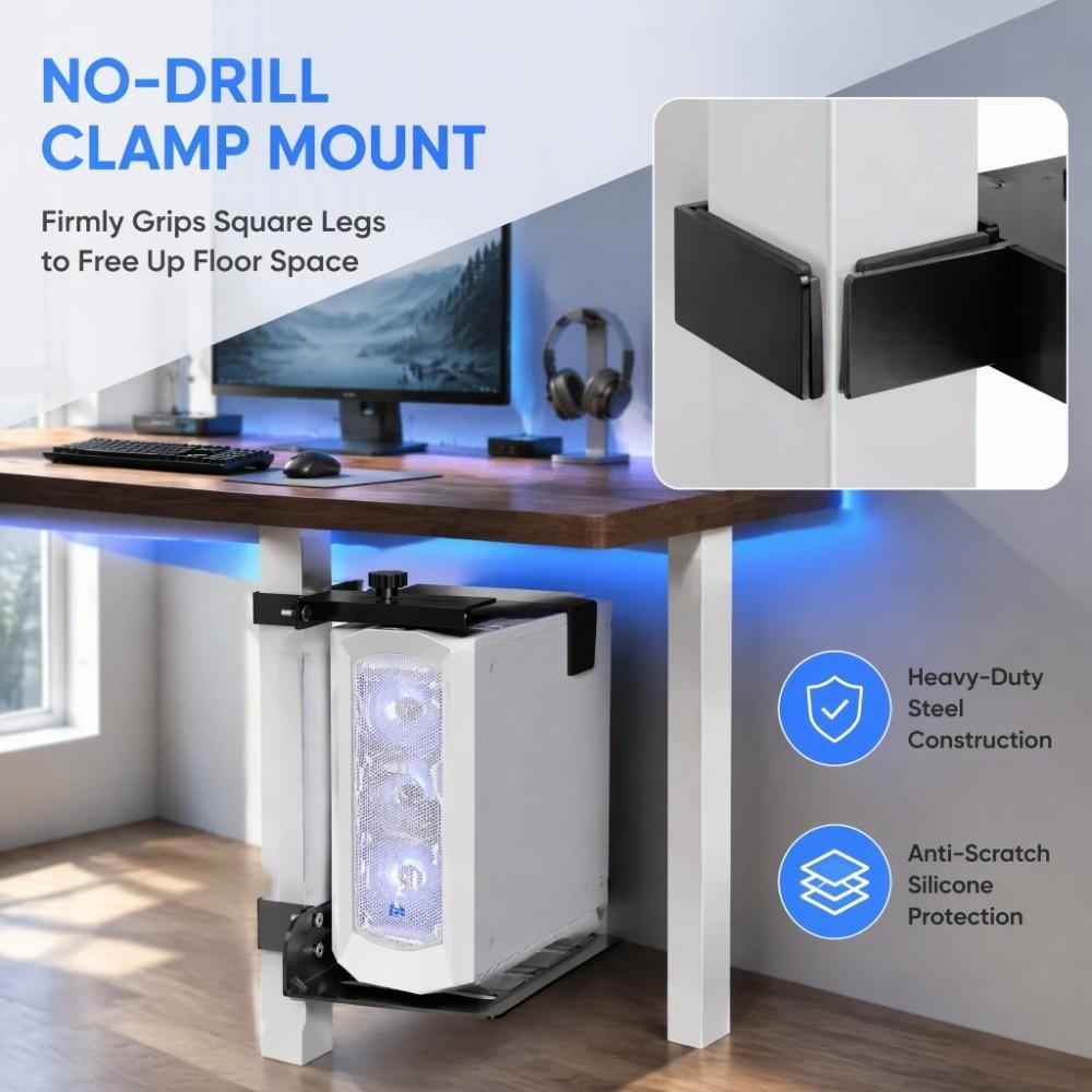Suit Square Tube Legs Computer Holder Non-Slip Pads Heavy Duty CPU Bracket Height Adjustable Desks
