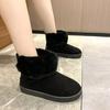 Round Toe Flat Rhinestone Women's Snow Boots Comfortable and Elegant Plush Warm Booties Trend 2025 Designer Luxury Ladies Shoes
