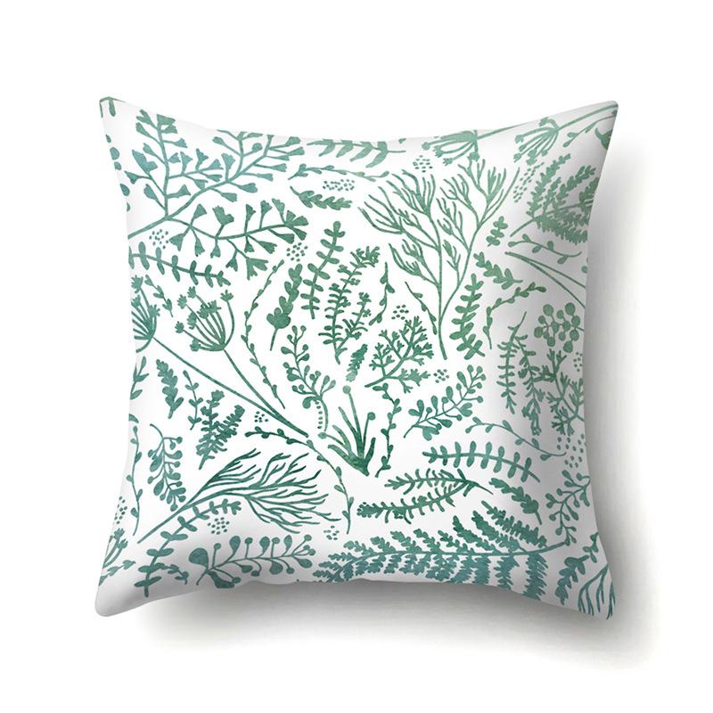 Полиэстеровая наволочка Декоративные цветы Домашнее растение Принт Наволочка Поясничная подушка Чехол на подушку для дивана