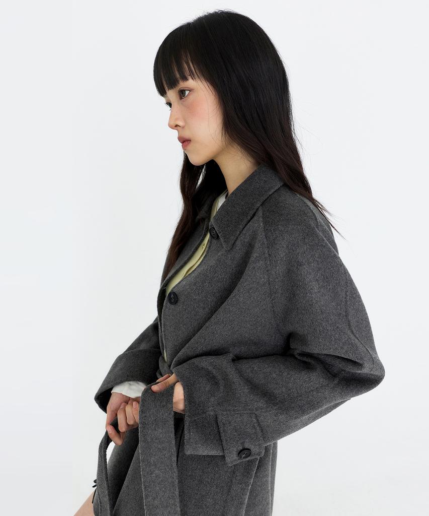 MONGDOL Cashmere Wool Handmade Half Coat Grey Mdct013Gray