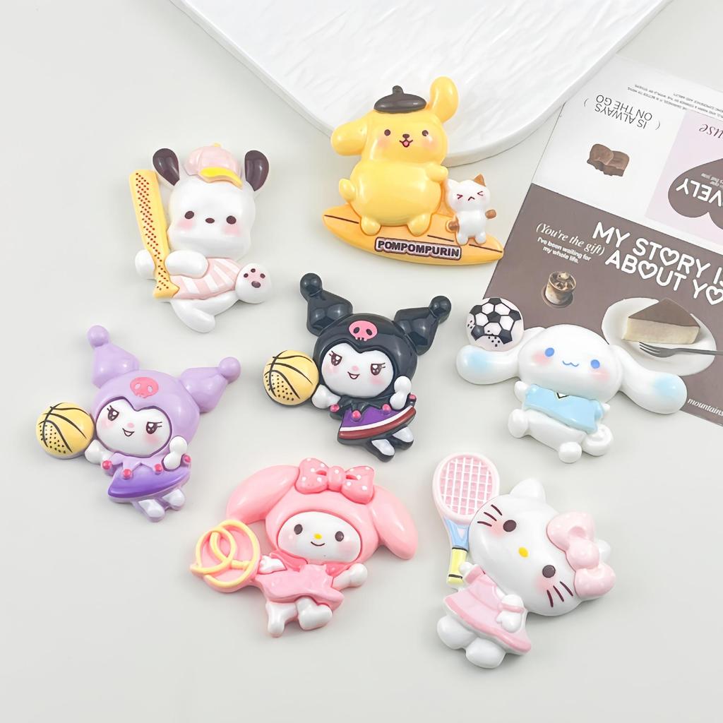 Спортивные смоляные аксессуары Sanrio с мультяшными персонажами: Материалы для DIY кремового клея, чехлов для телефонов, заколок для волос и наклеек.