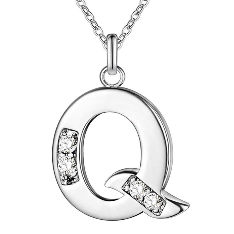 Simple Shiny Zircon 26 English Letters Pendant Women Men Thin Necklaces Jewelry MIT