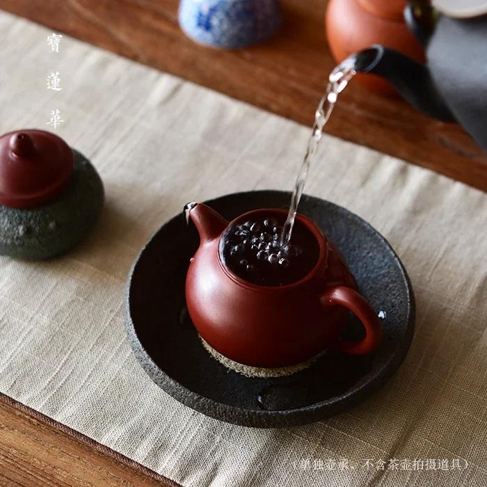 Чайные блюдца Чайный поднос Круглая форма Натуральный камень Тарелка Подставка для чайника Чайная посуда Вулканическая порода Кунг-фу Украшение для дома Настольное украшение