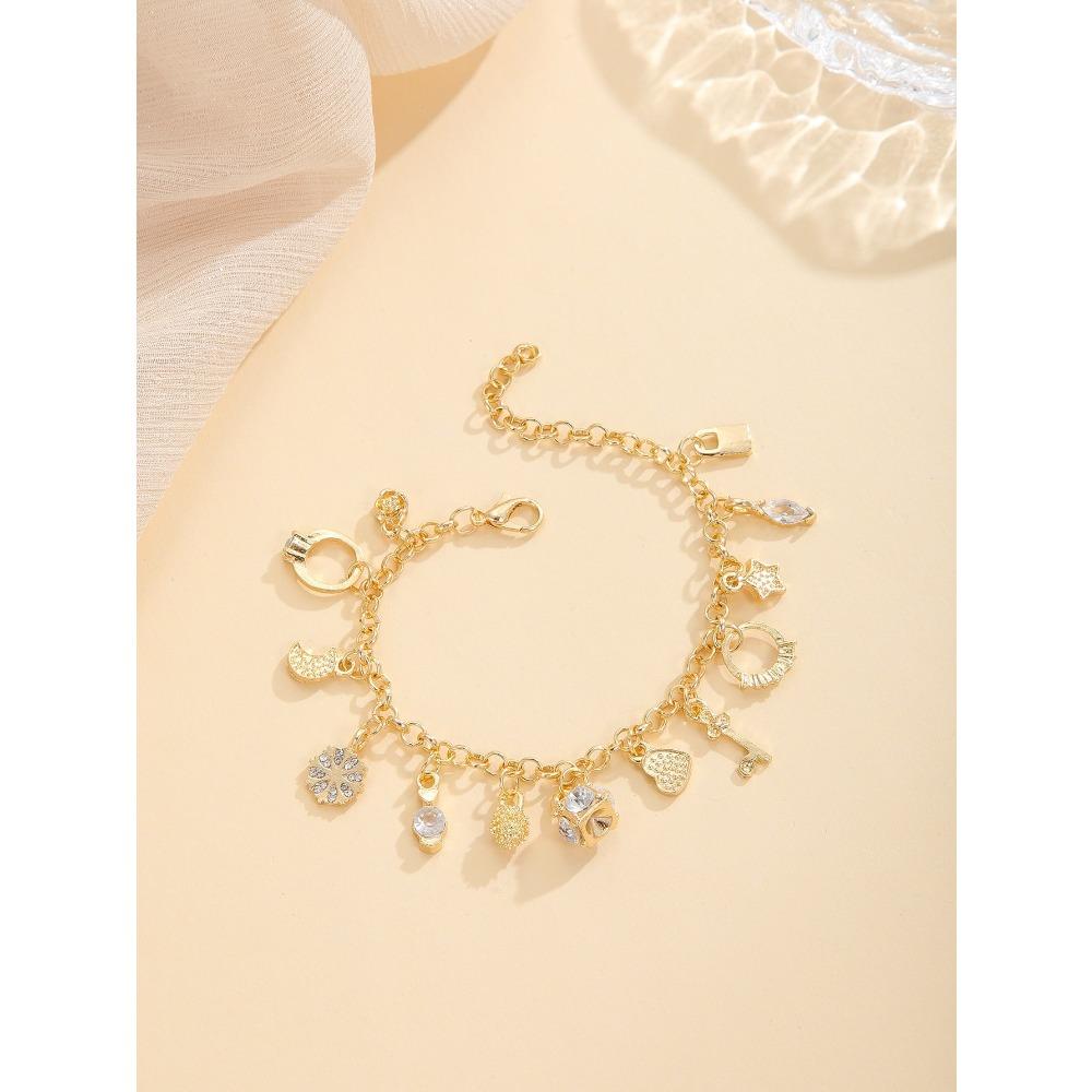 Элегантный Модный Браслет с 13 Подвесками для Женщин Стильные Минималистичные Украшения с Множеством Элементов