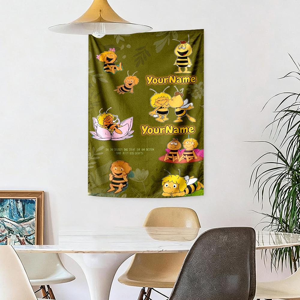 Biene Maja Custom Your Name Wall Decor Tapestry Art For Pet Memorial Birthdaywedding Party Backdrop Family Gift