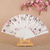 Chinese Japanese Style Cloth Folding Fan Printed Flat Glossy Satin Folding Fan