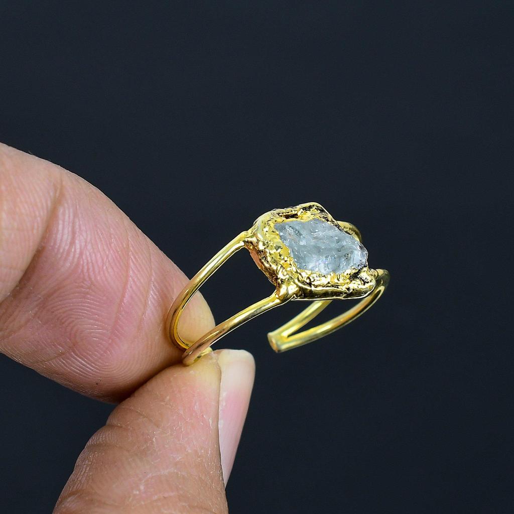 Кольцо из горного хрусталя ручной работы, кольцо с гальваническим покрытием из меди, антикварное украшение, регулируемое кольцо, подарок на помолвку