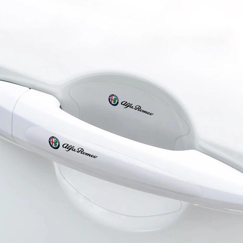 Car Stickers For Alfa Romeo 8Pcs Car Door Bowl Handle Protective Sticker Anti-collision Strip For Alfa Romeo Giulia Stelvio 156