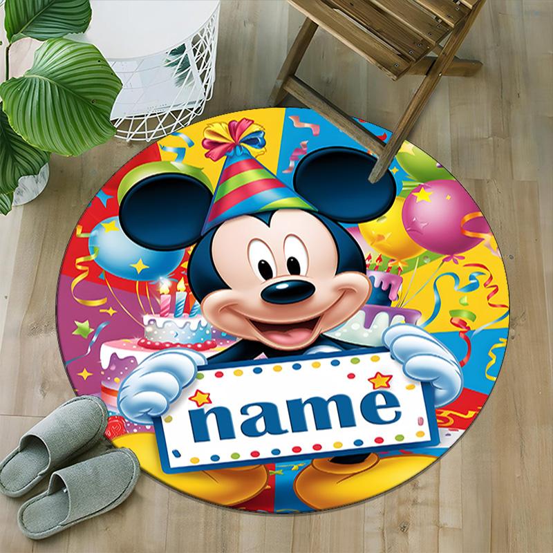 Customizable M-Mickey (13) Round Non-Slip Carpet - Ideal for Garden, Picnic, Office, Perfect for Decoration, Suitable For All Seasons