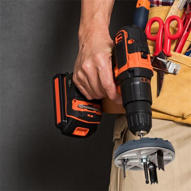 Регулируемая кольцевая пила для деревообработки, сверлильный станок, конструкция с тройным лезвием для аккумуляторной дрели