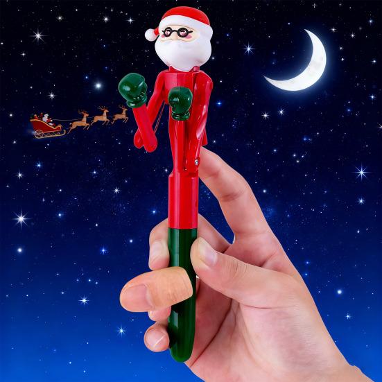 Christmas Creative Boxing Pen with Moving Figure Fun Animated Novelty Ballpoint Pen Students Stress Relief Neutral Pen for Office Gag Gifts