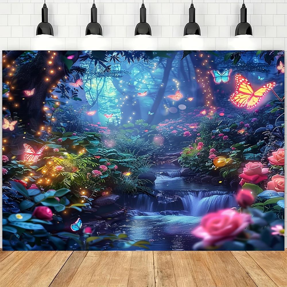 1 piece, Magic Garden polyester fiber festival, giant butterflies and spring flowers, princess-themed background fabric