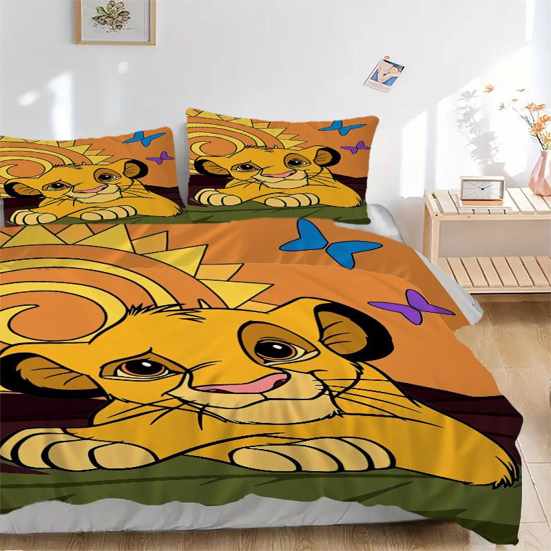 Lion Cub Sun Print 3Pcs Bedding Setduvet Cover With 2 Bedropillowcase Home Birthday Gift