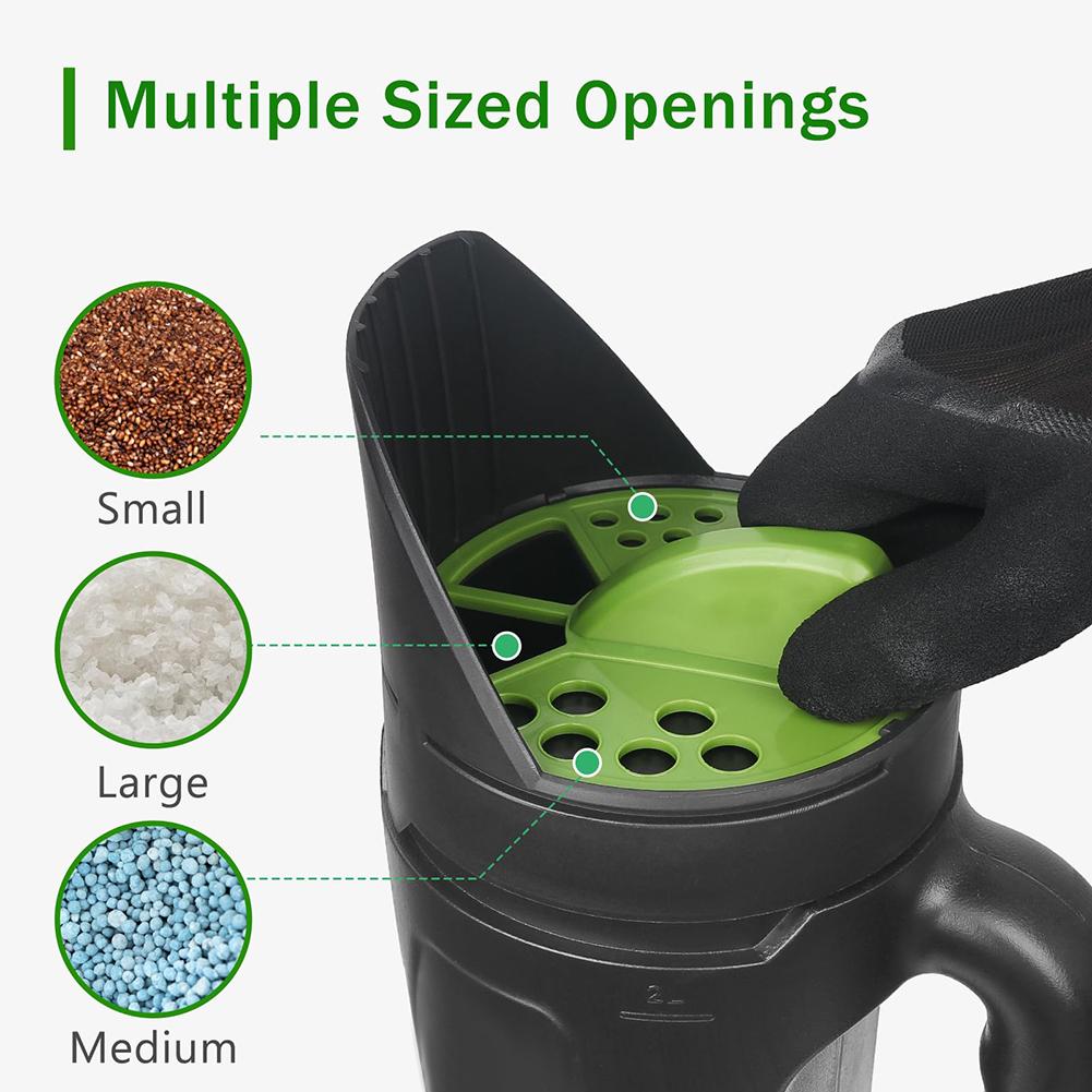 Ручной разбрасыватель семян с емкостью 80 унций, регулируемыми отверстиями для удобрения газона, соли, таяния льда, эффективного использования в саду