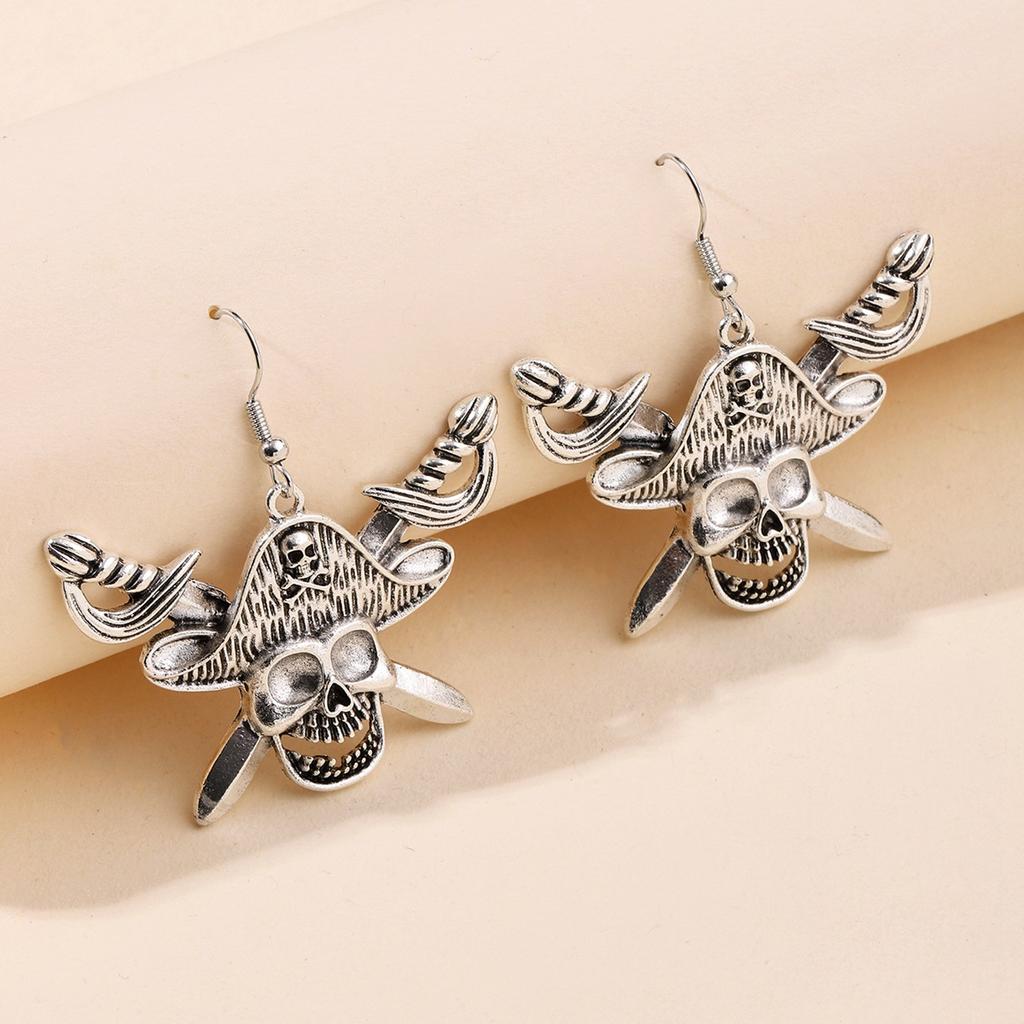 Пиратский капитан серьги Череп Якорь Подвеска Мужские ушные украшения