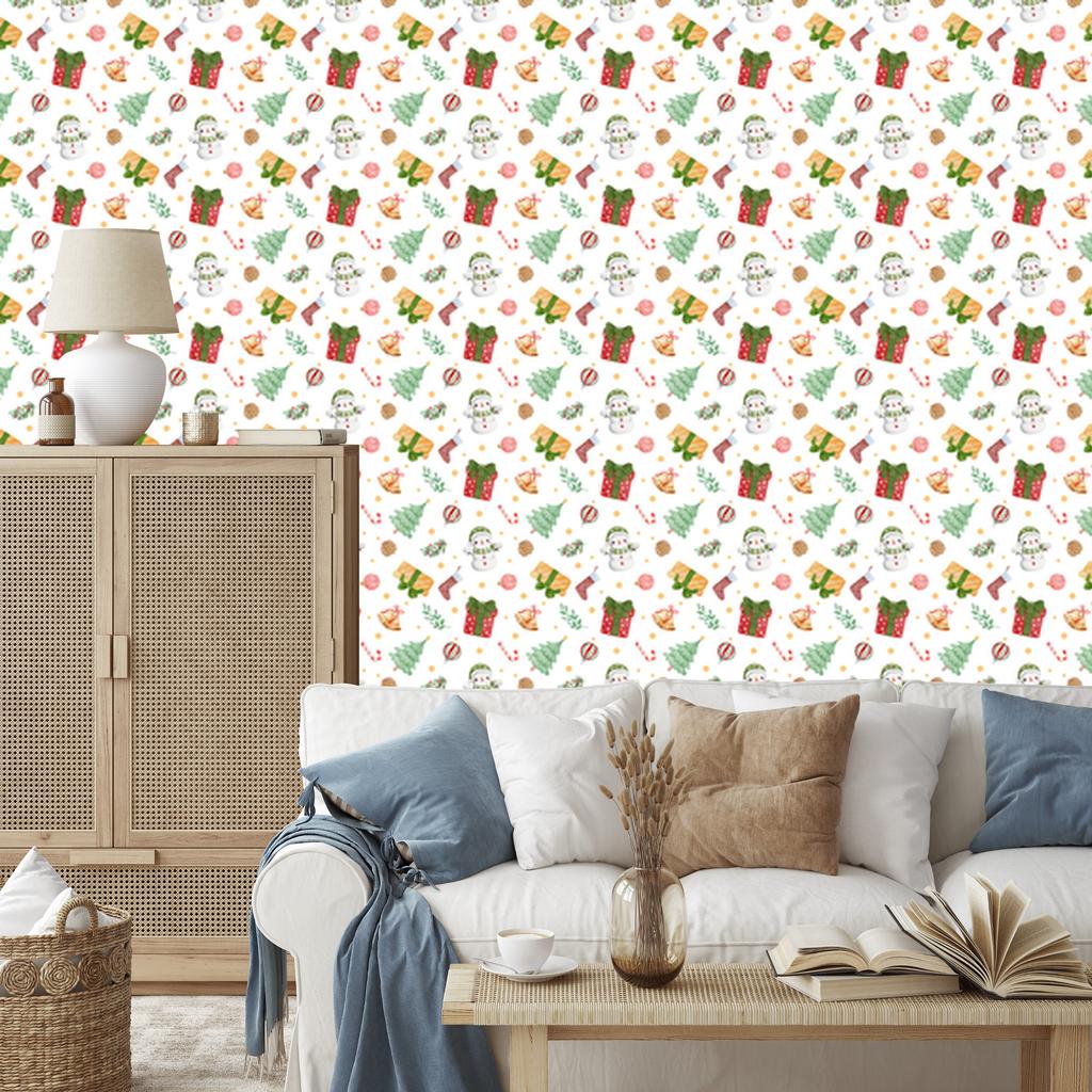 Christmas wallpaper white and cream for living room and bedroom 50x1000