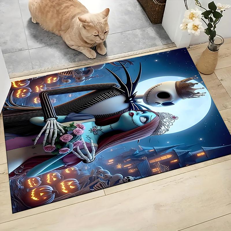 Nightmare Before Christmas Romance Carpet Rug Soft Washable Anti Slip Home Living Room Sofa Mats Personalized Christmas Rug