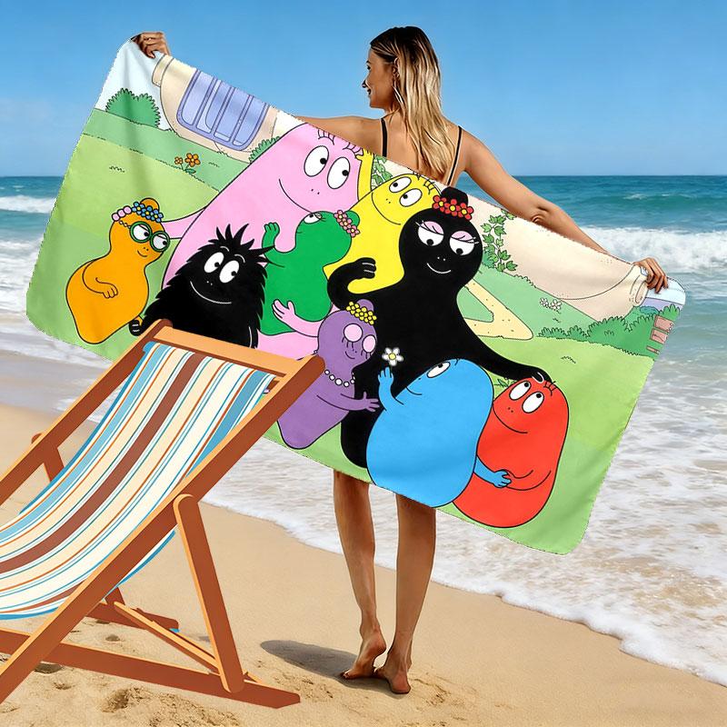 Barbapapa Print Beach Towel, Large Soft Quick Dry Towel for Beach Camping Swimming