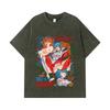 Стиранные футболки 275 г/м² 100% Хлопок Evangelion V9 Аска Рей Ваифу Принт Унисекс Плотная хлопковая футболка