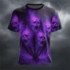 Halloween Men's 3D Skull Short-Sleeve T-Shirt Spooky Club Party Street Style Short-Sleeve Casual Loose-Fitting Men's Top